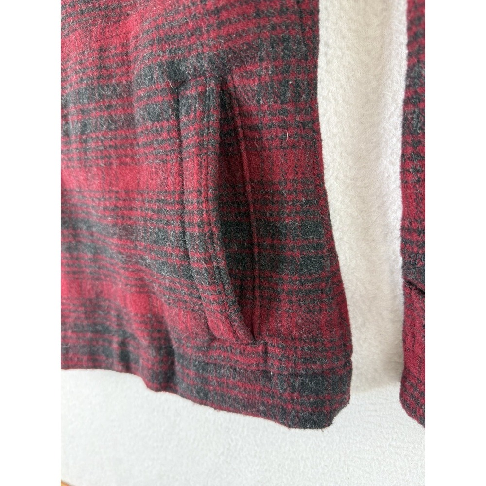 Woolrich Check Plaid Wool Blend Hooded Jacket Women's Size Medium 15123 - Picture 10 of 13